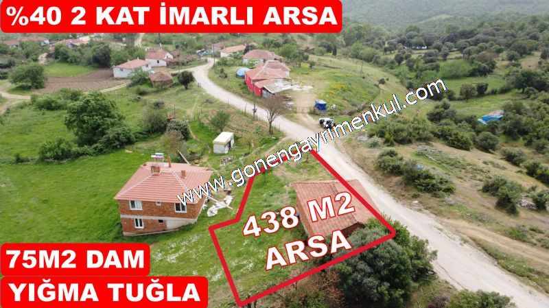 438 M2 Köy Evi İmarlı Arsa 2 %40 İmarlı 75 M2 Hazır Dam Vardır.